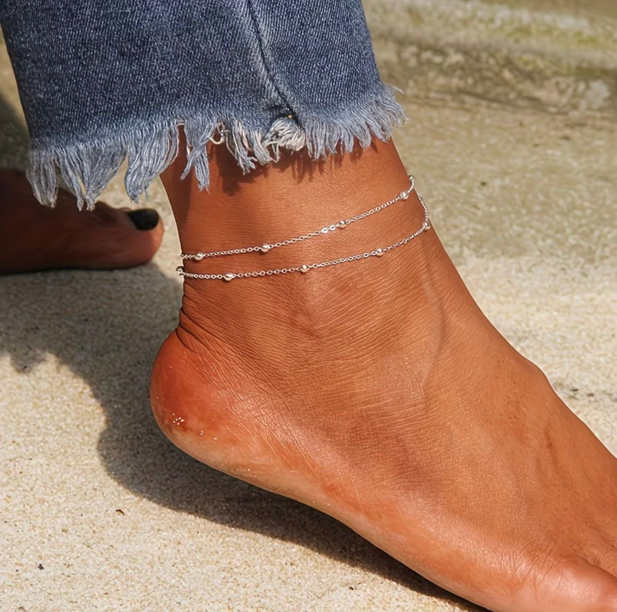 Double Layer Ball Chain Anklet