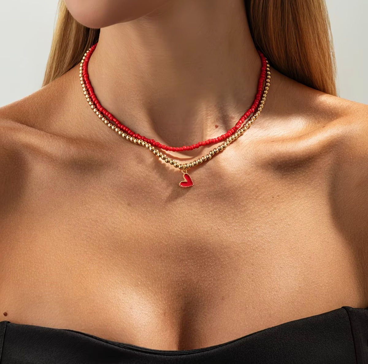 Layered Bead and Pearl Choker Set