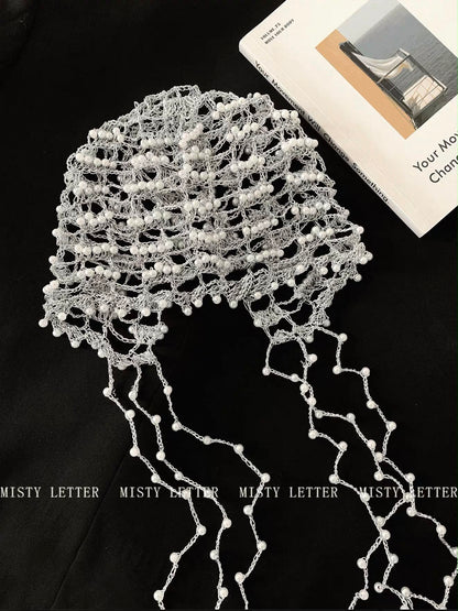 Knitted Fringe Hat (MISTY LETTER, long)