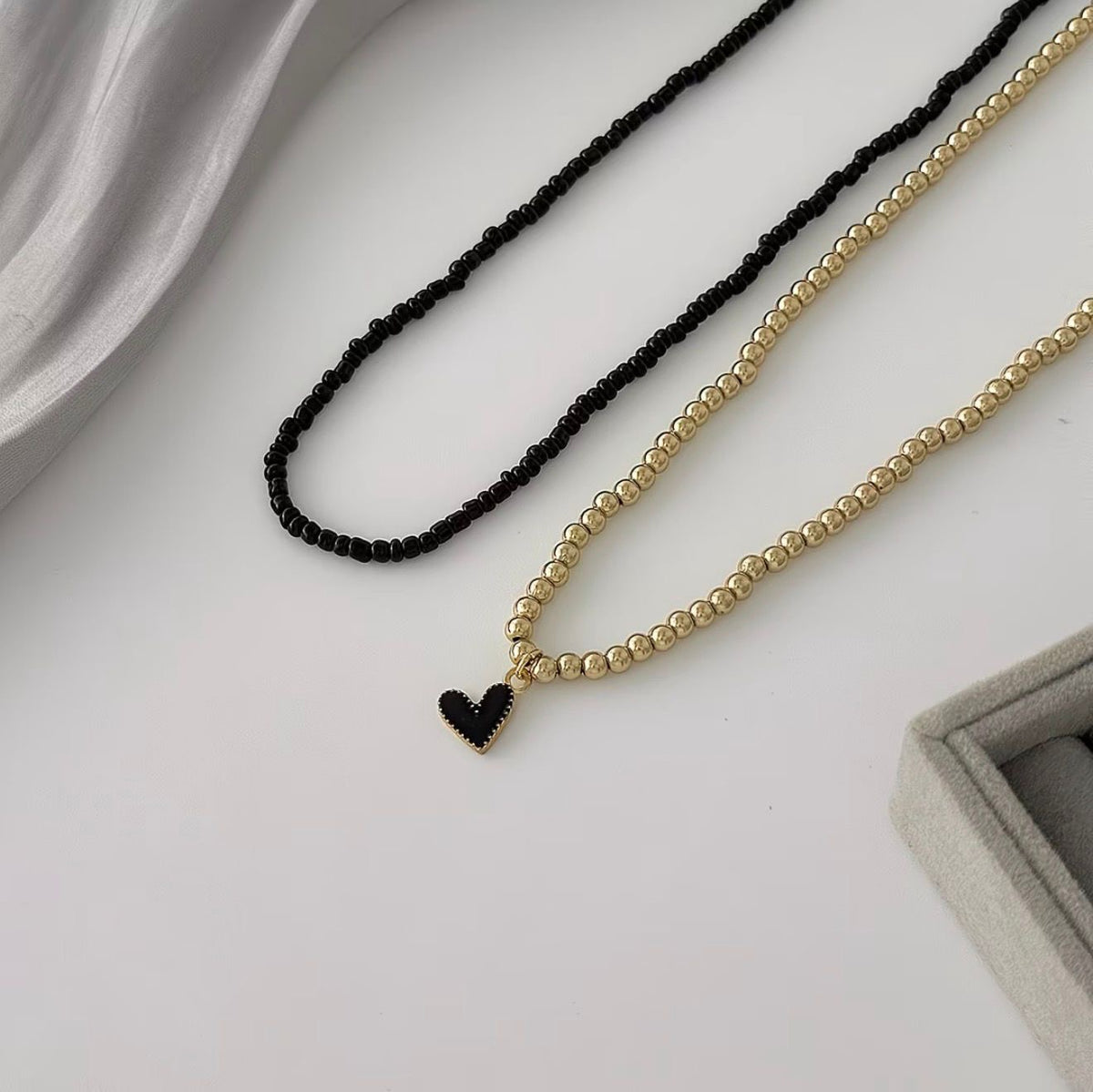 Layered Bead and Pearl Choker Set