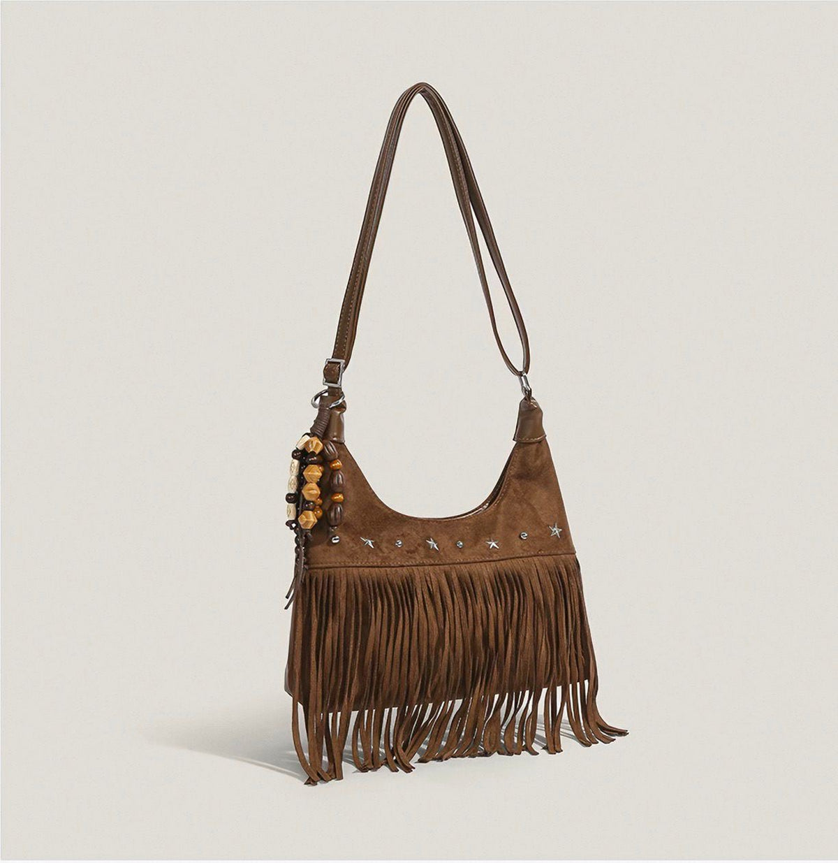 Fringe Faux Suede Hobo Bag