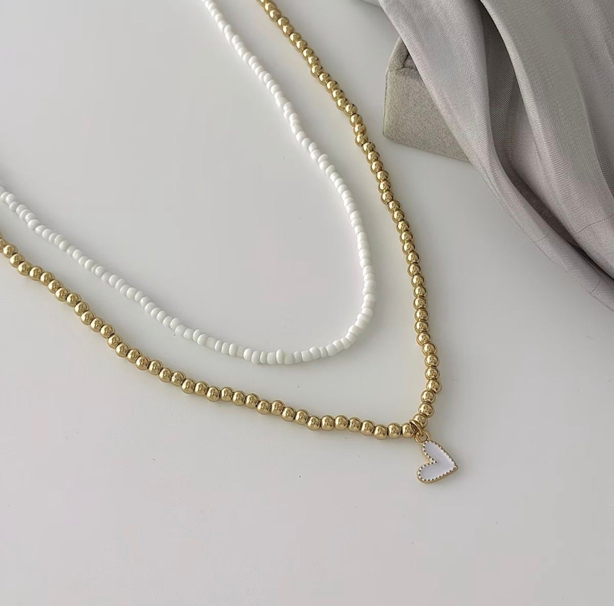 Layered Bead and Pearl Choker Set