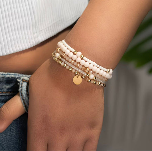 5Pcs Boho Stacking Beaded Bracelet Set