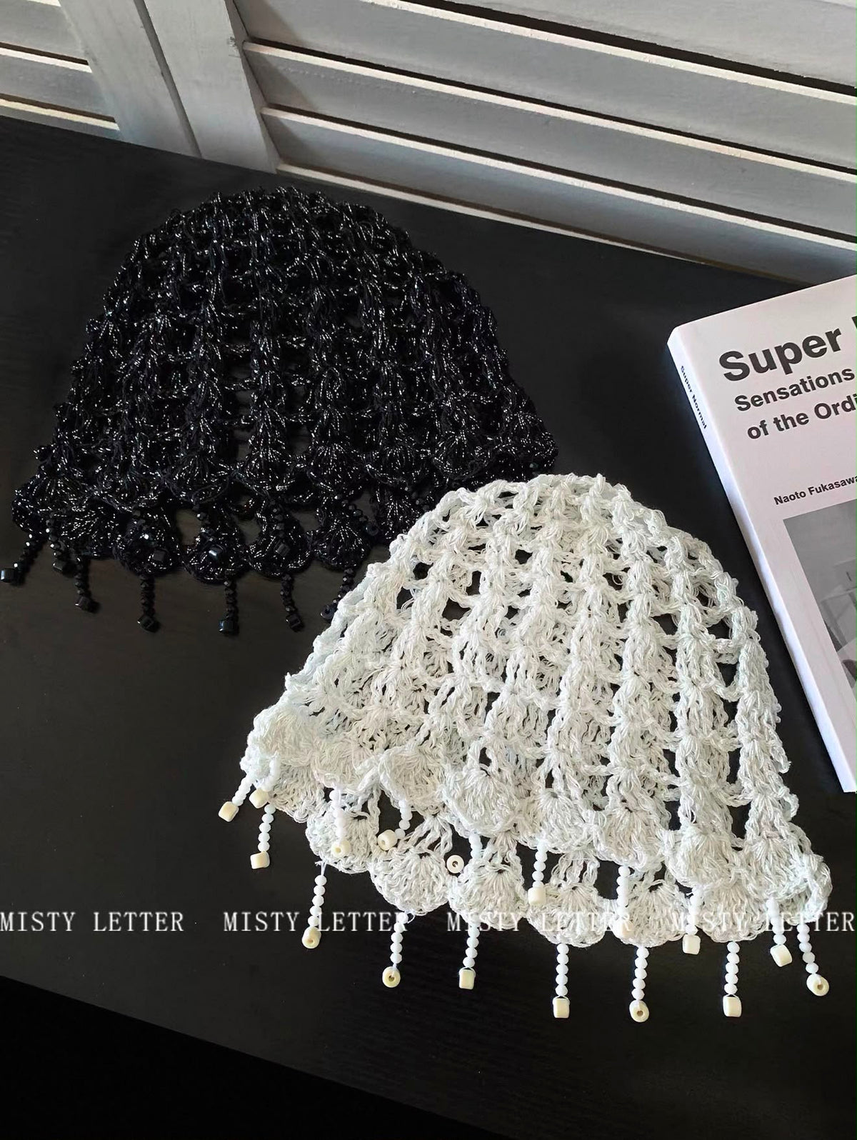 Knitted Fringe Hat (MISTY LETTER, Short)