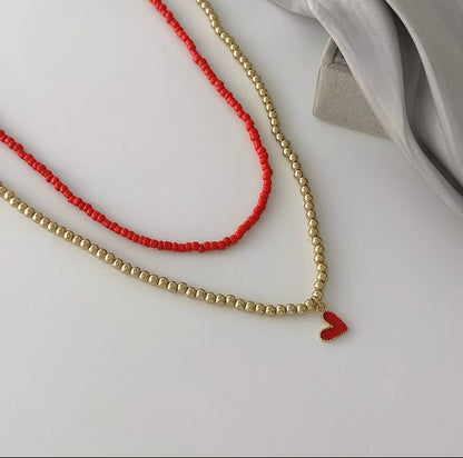 Layered Bead and Pearl Choker Set