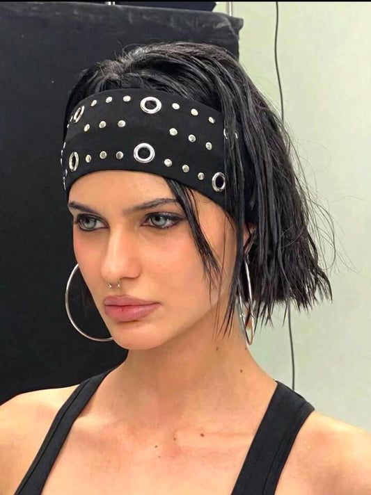 Grommet Studded Wide Headband