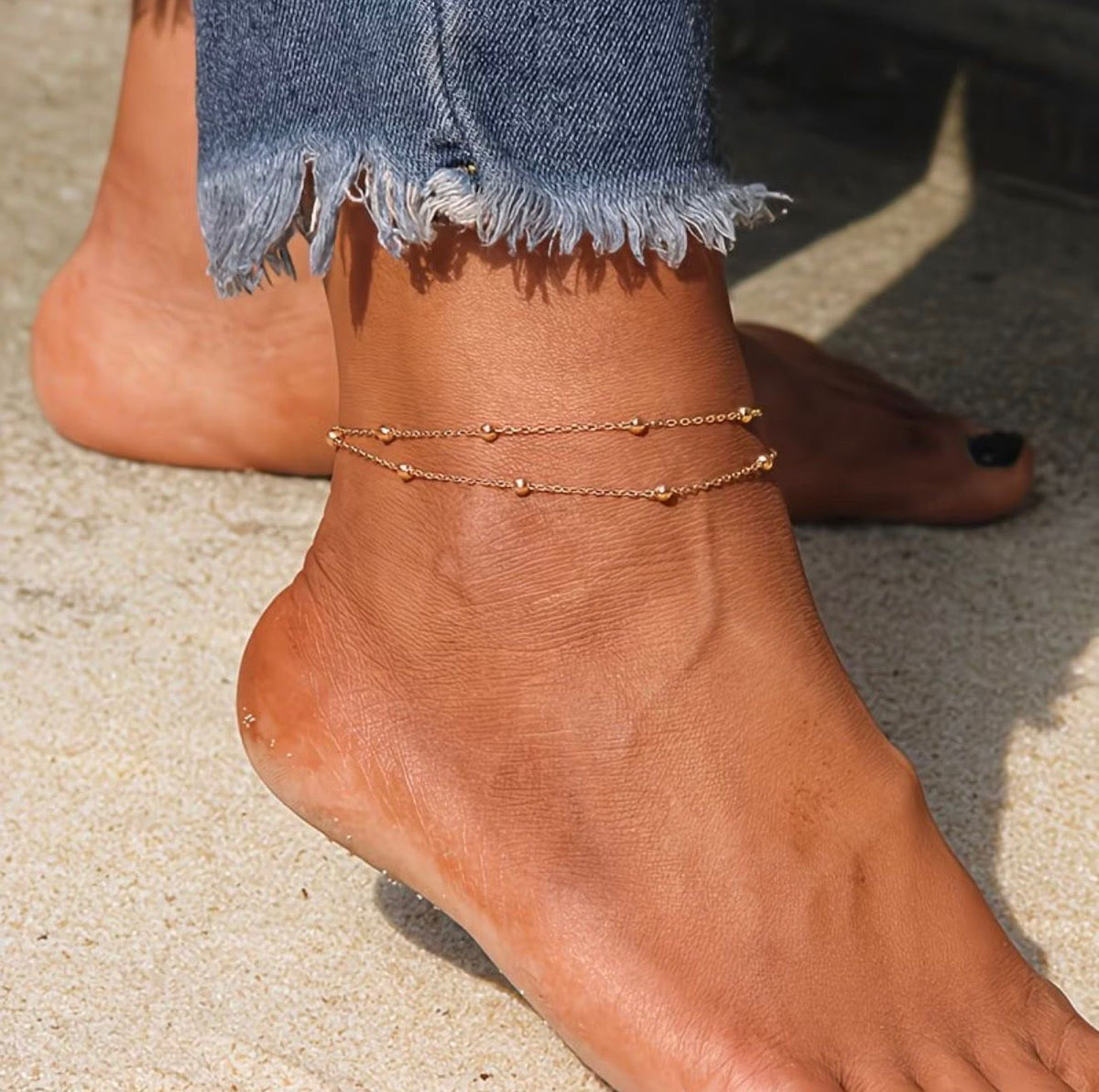Double Layer Ball Chain Anklet