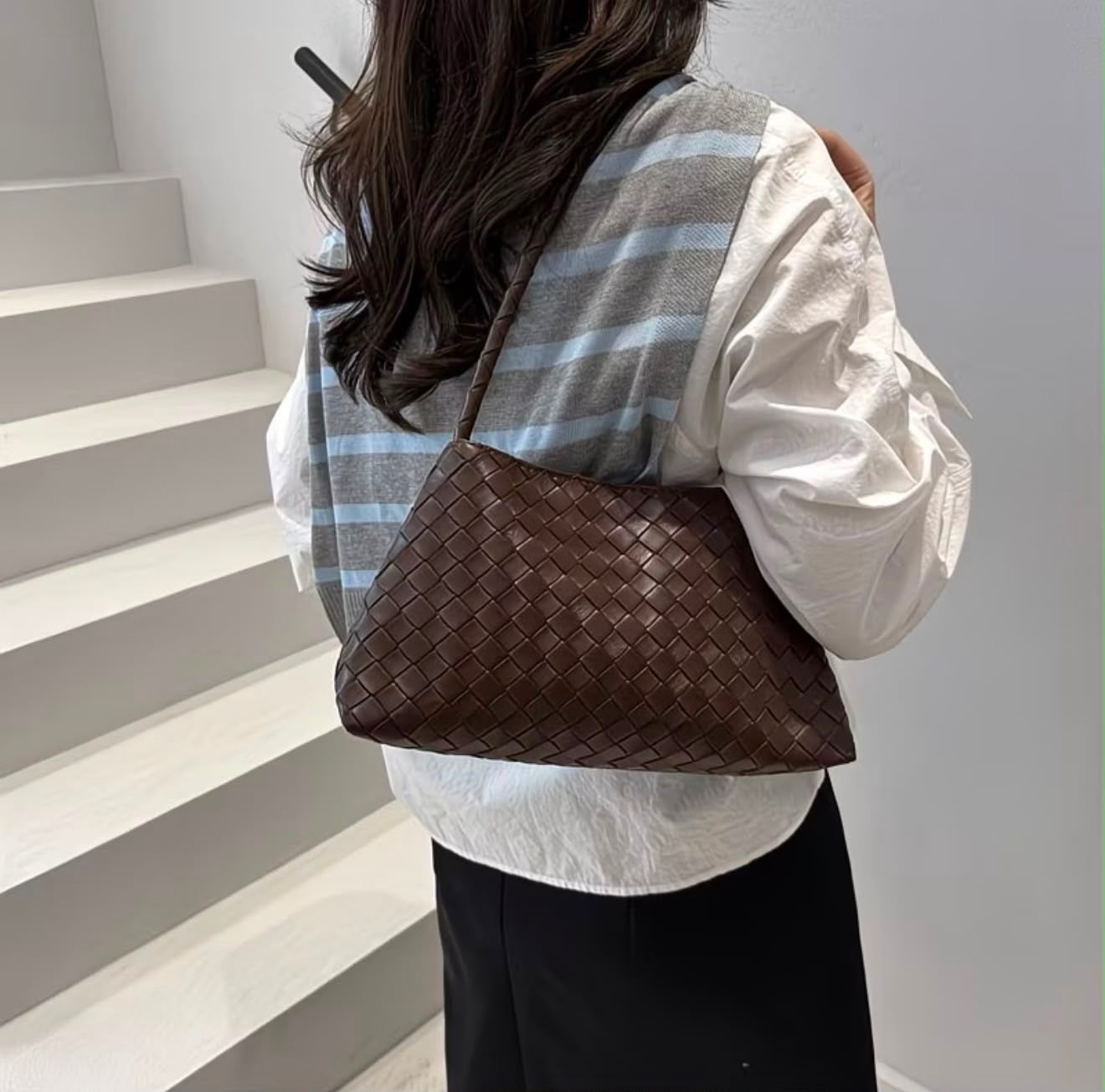 編織格紋托特包