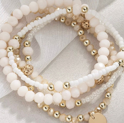 5Pcs Boho Stacking Beaded Bracelet Set
