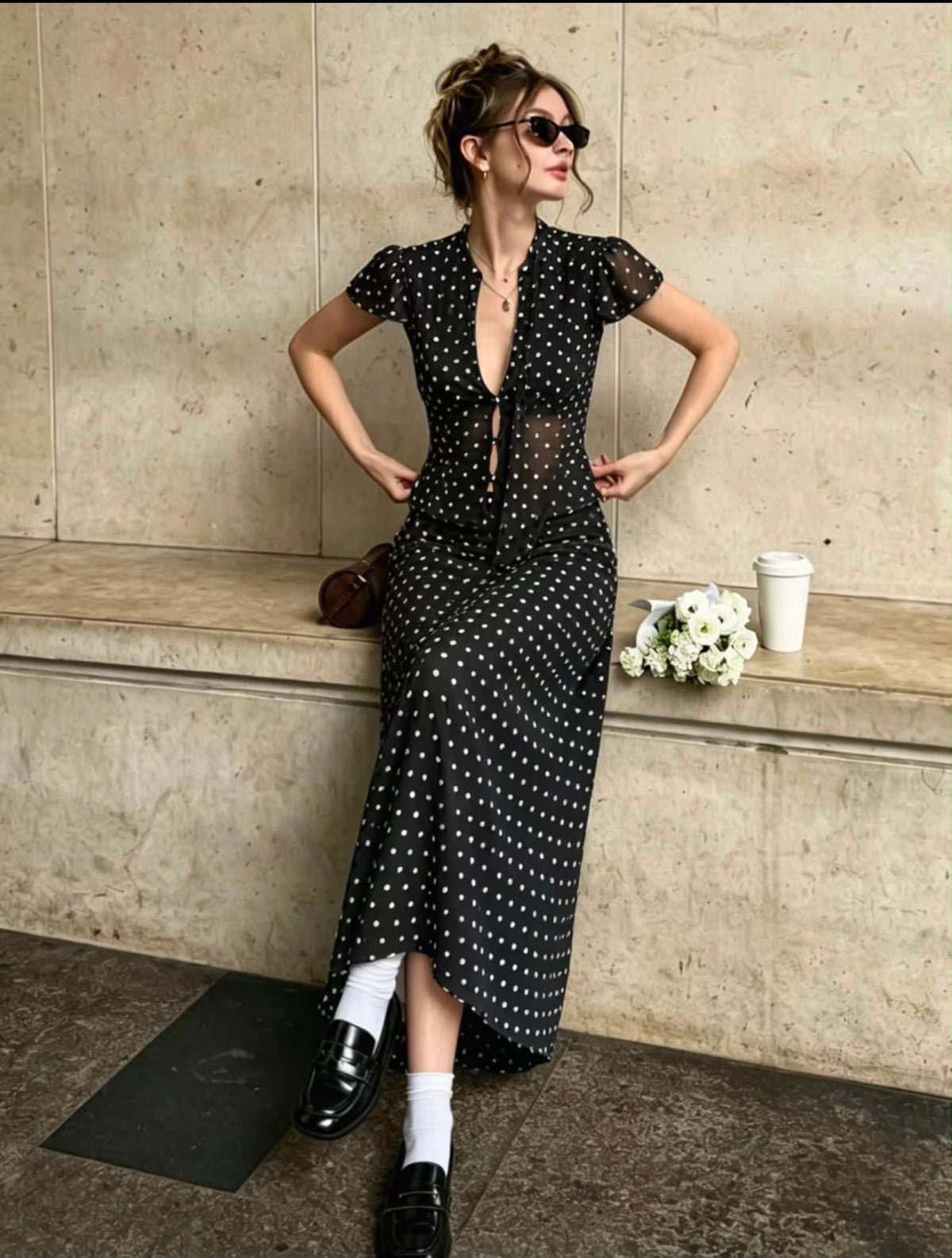 Neck Strap with Polka Dot Two-piece Set
