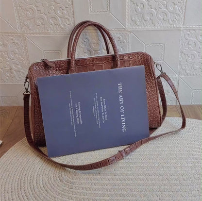 Retro Croc-Embossed Boston Bag