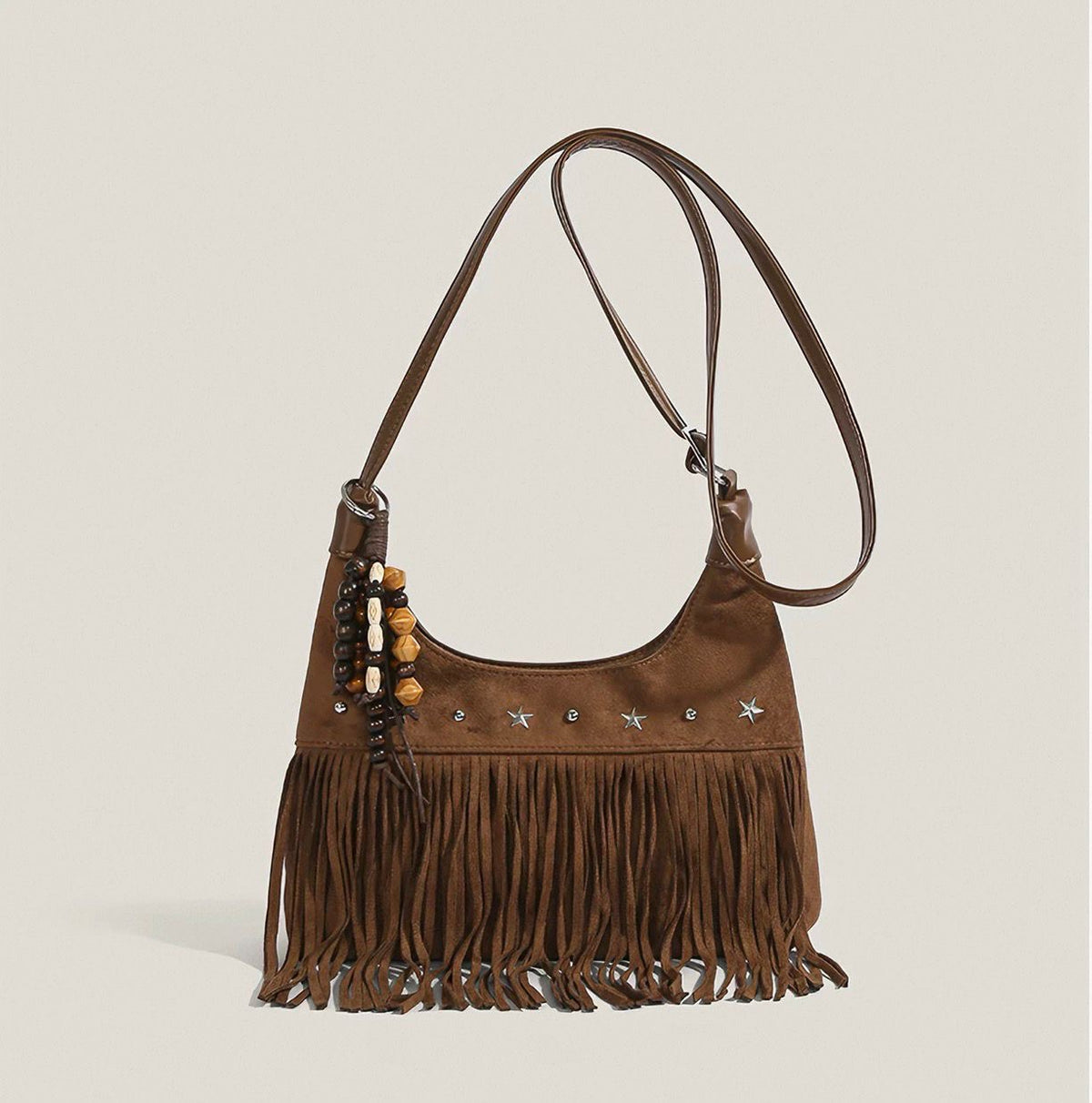 Fringe Faux Suede Hobo Bag